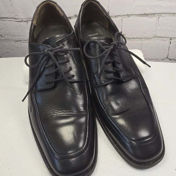 JOHNSTON AND MURPHY BARTLETT MOC TOE SHOES BLACK NAPPA LEATHER, MENS 8 EUC - Picture 3 of 7